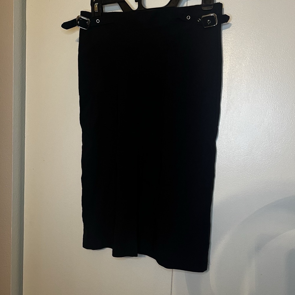 Vintage Y2K 579 Juniors Size XS Skirt Black Pencil Buckles Slit Made In USA